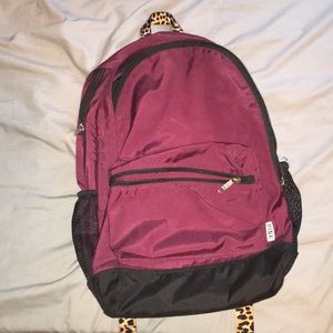 VS Pink Backpack- Maroon and Cheetah Print